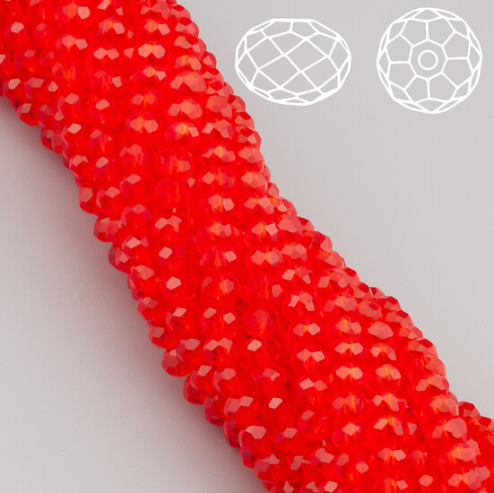 Бусины Swarovski огранка рондель 3,5х3 мм Ø 0,8 мм 34 см (+-124 шт.) Алый прозрачный