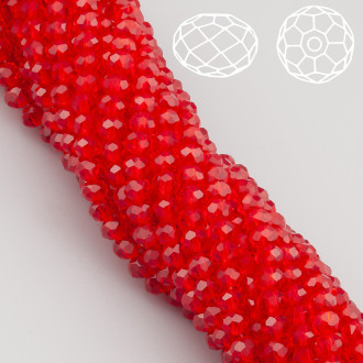 Бусины Swarovski огранка рондель 3х2,5 мм Ø 0,8 мм ±36 см (±153 шт.) Красный прозрачный