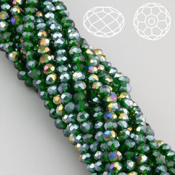 Бусины Swarovski огранка рондель 3х2,5 мм Ø 0,8 мм ±36 см (±153 шт.) Изумрудный АВ прозрачный