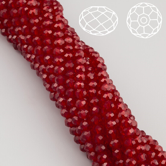 Бусины Swarovski огранка рондель 3,5х3 мм Ø 0,8 мм ±33 см (±115 шт.) Бордовый темный прозрачный