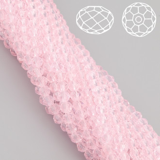 Бусины Swarovski огранка рондель 4х3,5 мм Ø 0,8 мм 42 см (+-120 шт.) Розовый светлый прозрачный