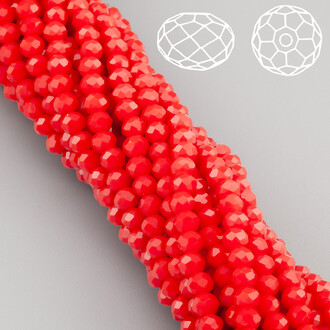 Бусины Swarovski огранка рондель 3х2,5 мм Ø 0,8 мм 38 см (+-160 шт.) Красный непрозрачный
