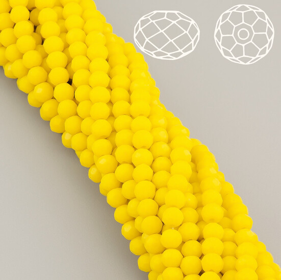 Бусины Swarovski огранка рондель 8х6 мм Ø 1,2 мм 42 см (+-65 шт.) Желтый непрозрачный