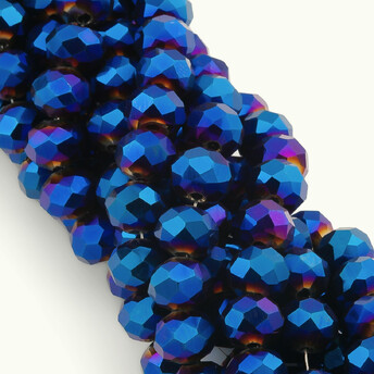 Бусины Swarovski огранка рондель 6х4,8 мм Ø 1 мм ±39 см (±82 шт.) Синий металлик