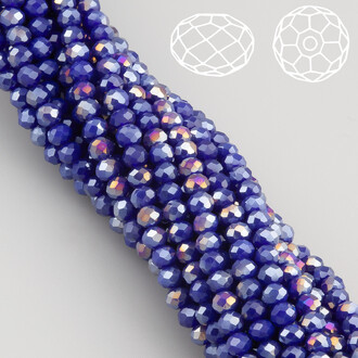 Намистини Swarovski огранювання рондель 4х3,5 мм Ø 0,8 мм 42 см (+-120 шт.) Синій темний АВ непрозорий