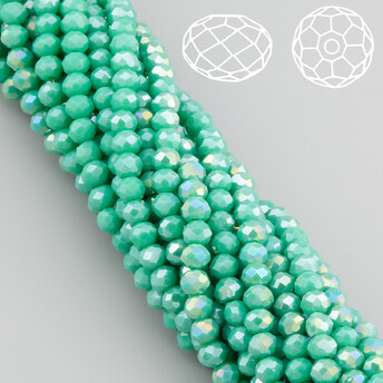 Бусины Swarovski огранка рондель 3,5х3 мм Ø 0,8 мм 34 см (+-124 шт.) Бирюзовый АВ непрозрачный