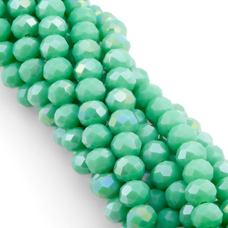 Бусины Swarovski огранка рондель 6х4,8 мм Ø 1 мм 40 см (+-85 шт.) Бирюзовый АВ непрозрачный