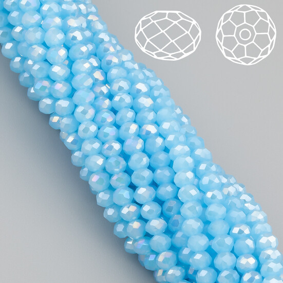 Бусины Swarovski огранка рондель 4х3,5 мм Ø 0,8 мм ±40 см (±110 шт.) Небесный АВ