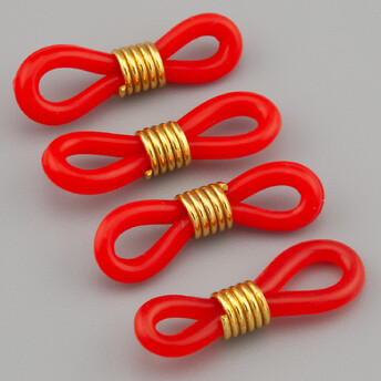 Коннектор для очков 20х4,5 мм 20 шт. Красный силикон золото