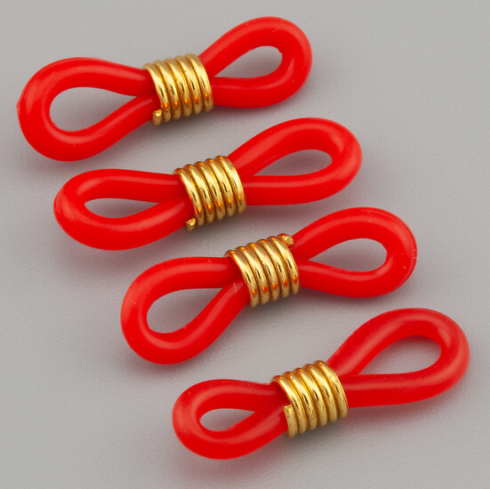 Коннектор для очков 20х4,5 мм 20 шт. Красный силикон золото