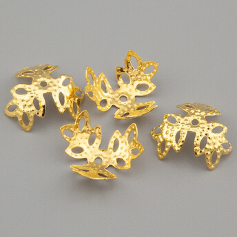 Обниматели Шапочки для бусин 10 мм 100 шт. Цветок Золото