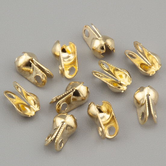 Каллоты с боковым зажимом 100 шт. 6х3 мм (лимонное золото)