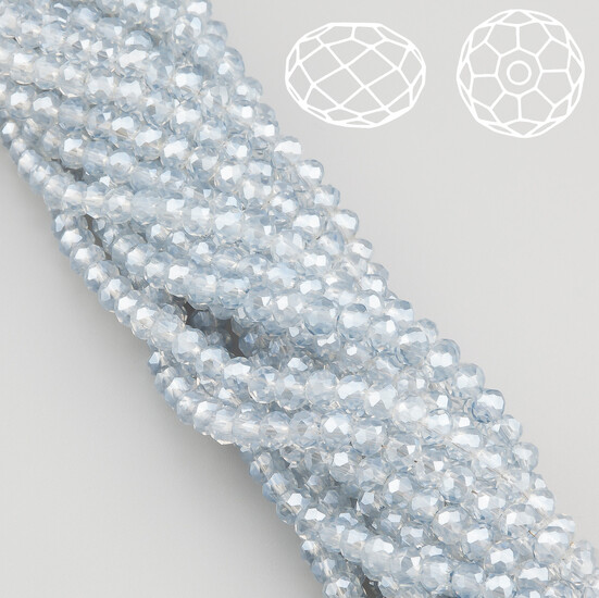 Бусины Swarovski огранка рондель 3,5х3 мм Ø 0,8 мм ±33 см (±115 шт.) Серебристый АВ прозрачный