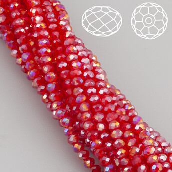 Бусины Swarovski огранка рондель 3х2,5 мм Ø 0,8 мм 38 см (+-160 шт.) Красный АВ прозрачный