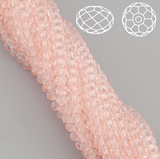 Бусины Swarovski огранка рондель 3,5х3 мм Ø 0,8 мм 34 см (+-124 шт.) Пудровый прозрачный