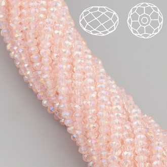 Бусины Swarovski огранка рондель 3,5х3 мм Ø 0,8 мм 34 см (+-124 шт.) Пудровый АВ прозрачный