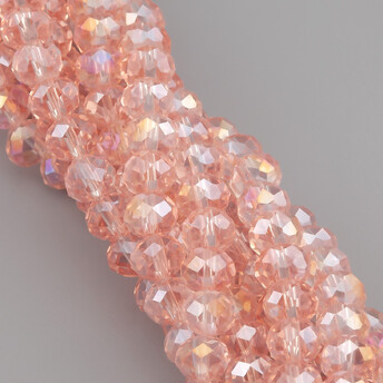 Бусины Swarovski огранка рондель 6х4,8 мм Ø 1 мм ±39 см (±82 шт.) Пудровый АВ прозрачный