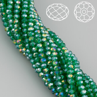 Бусины Swarovski огранка рондель 3х2,5 мм Ø 0,8 мм 38 см (+-160 шт.) Нефритовый АВ прозрачный