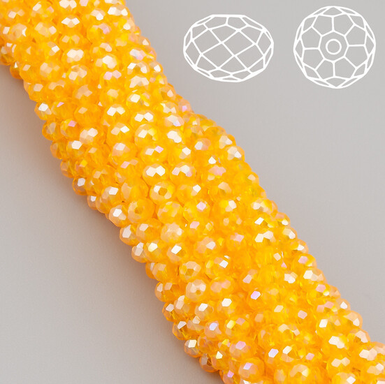 Бусины Swarovski огранка рондель 3х2,5 мм Ø 0,8 мм 38 см (+-160 шт.) Янтарный АВ прозрачный