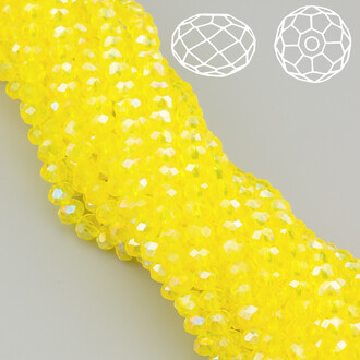 Бусины Swarovski огранка рондель 6х4,8 мм Ø 1 мм 40 см (+-85 шт.) Лимонный АВ прозрачный