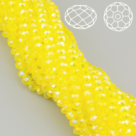 Бусины Swarovski огранка рондель 6х4,8 мм Ø 1 мм 40 см (+-85 шт.) Лимонный АВ прозрачный