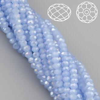 Бусины Swarovski огранка рондель 3х2,5 мм Ø 0,8 мм 38 см (+-160 шт.) Синий светлый АВ