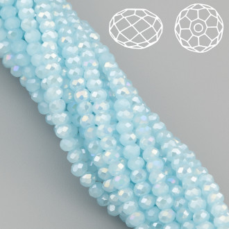 Бусины Swarovski огранка рондель 3х2,5 мм Ø 0,8 мм 38 см (+-160 шт.) Небесный светлый АВ