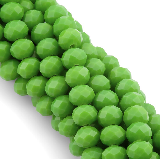 Бусины Swarovski огранка рондель 6х4,8 мм Ø 1 мм 40 см (+-85 шт.) Салатовый непрозрачный