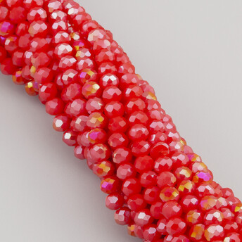 Бусины Swarovski огранка рондель 3,5х3 мм Ø 0,8 мм 34 см (+-124 шт.) Красный АВ непрозрачный