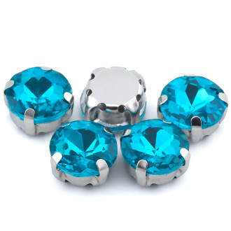 Стразы в цапах Круглые огранка 8 мм Голубой 10 шт.