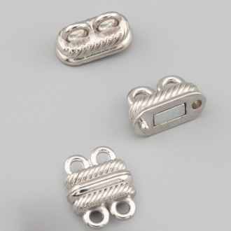 Замок магнитный рифленый на 2 нити 15 мм 1 шт. Платина