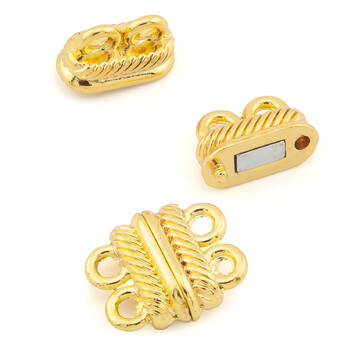 Замок магнитный рифленый на 2 нити 15 мм 1 шт. Золото