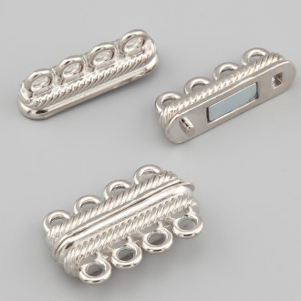 Замок магнитный рифленый на 4 нити 26 мм 1 шт. Платина