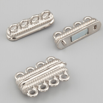 Замок магнитный рифленый на 4 нити 26 мм 1 шт. Платина