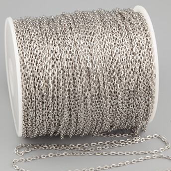 Цепь для рукоделия плоское звено 2х3,3 мм Платина 1 метр