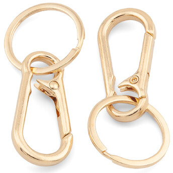 Карабин с кольцом Автомобильный карабин 46х22 мм кольцо 30 мм длина 70 мм 1 шт. Золото