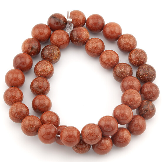 Авантюрин золотой песок бусины из камня 10 мм +-37 см 1 шт.