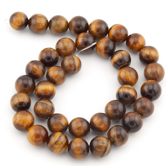 Тигровый глаз, бусины из камня 10 мм +-37 см 1 шт.