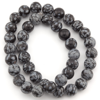 Обсидиан Снежный бусины из камня 6 мм +-37 см 1 шт.