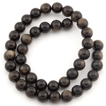 Обсидиан, бусины из камня 10 мм +-37 см 1 шт.