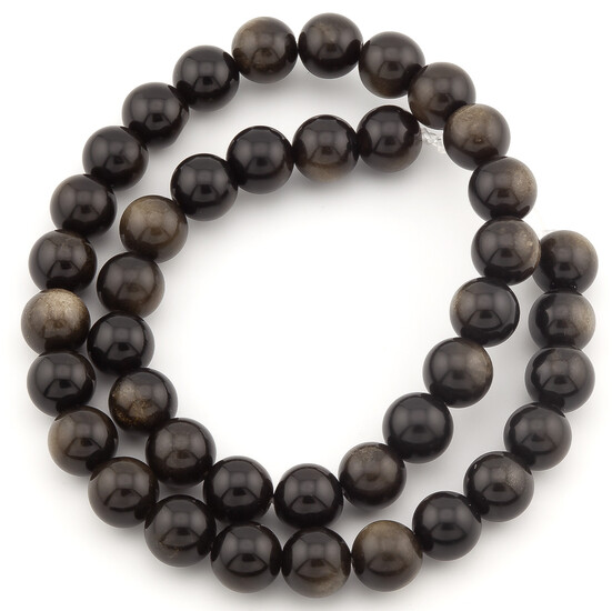 Обсидиан, бусины из камня 4 мм +-37 см 1 шт.