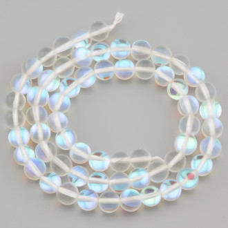 Опал белый Хамелеон (синтет.) бусины 4 мм +-37 см 1 шт.