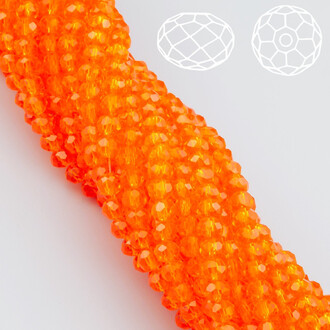 Бусины Swarovski огранка рондель 3х2,5 мм Ø 0,8 мм 38 см (+-160 шт.) Оранжевый прозрачный