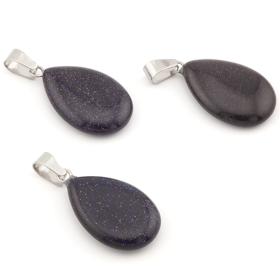 Кулон капля Авантюрин синий 16х6х34 мм 1 шт.