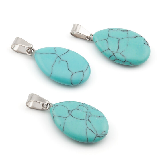 Кулон капля Бирюза 16х6х34 мм 1 шт.