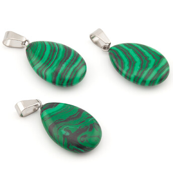 Кулон капля Малахит (имит) 16х6х34 мм 1 шт.