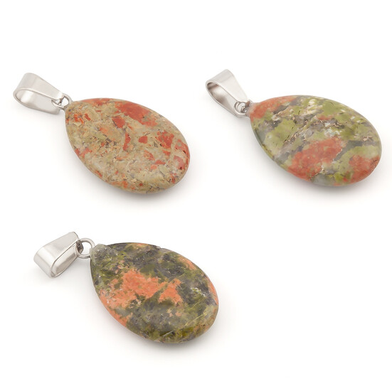 Кулон капля Яшма унакит 16х6х34 мм 1 шт.