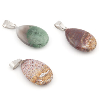 Кулон капля Яшма зеленая 16х6х34 мм 1 шт.