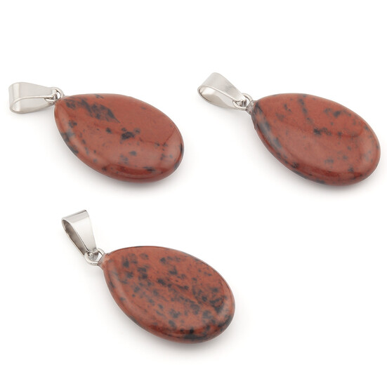 Кулон капля Красное дерево Обсидиан 16х6х34 мм 1 шт.