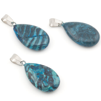 Кулон капля Хризоколла прессованная 16х6х34 мм 1 шт.